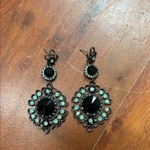 Elegant Black and Green Statement Earrings